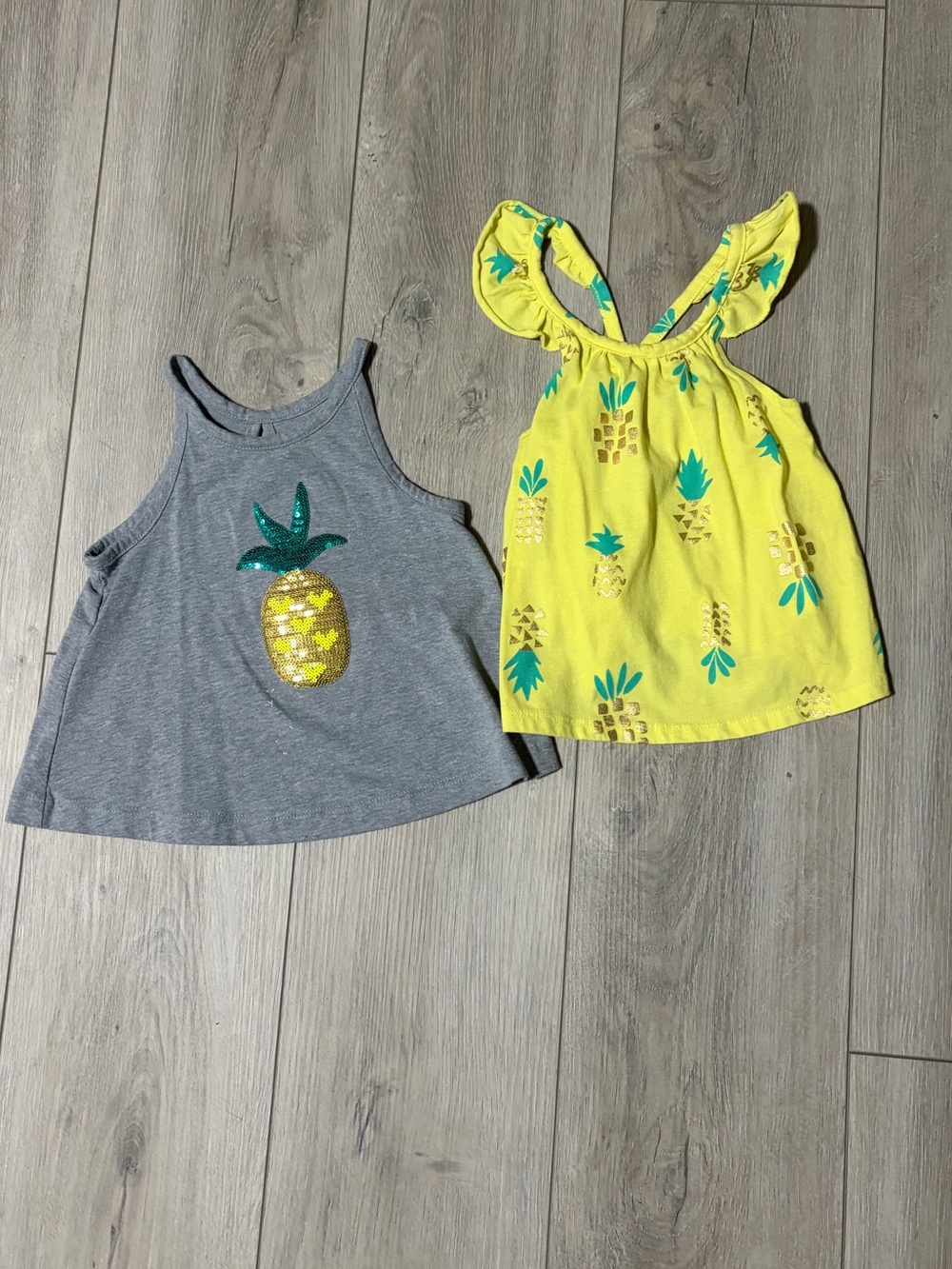 Cat & Jack Pineapple Tank Duo - Gray & Yellow